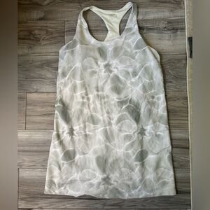 Calia Aquatic Energize Exercise Dress Built in Shorts White Gray Sleeveless L